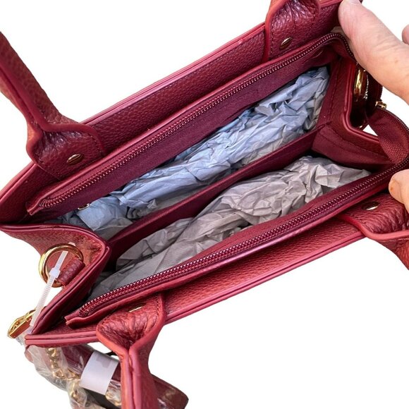 Crossi NY Handbag/Purse/Shoulder Bag With Butterfly Emblem  Ruby Red New W Tags - Picture 8 of 15